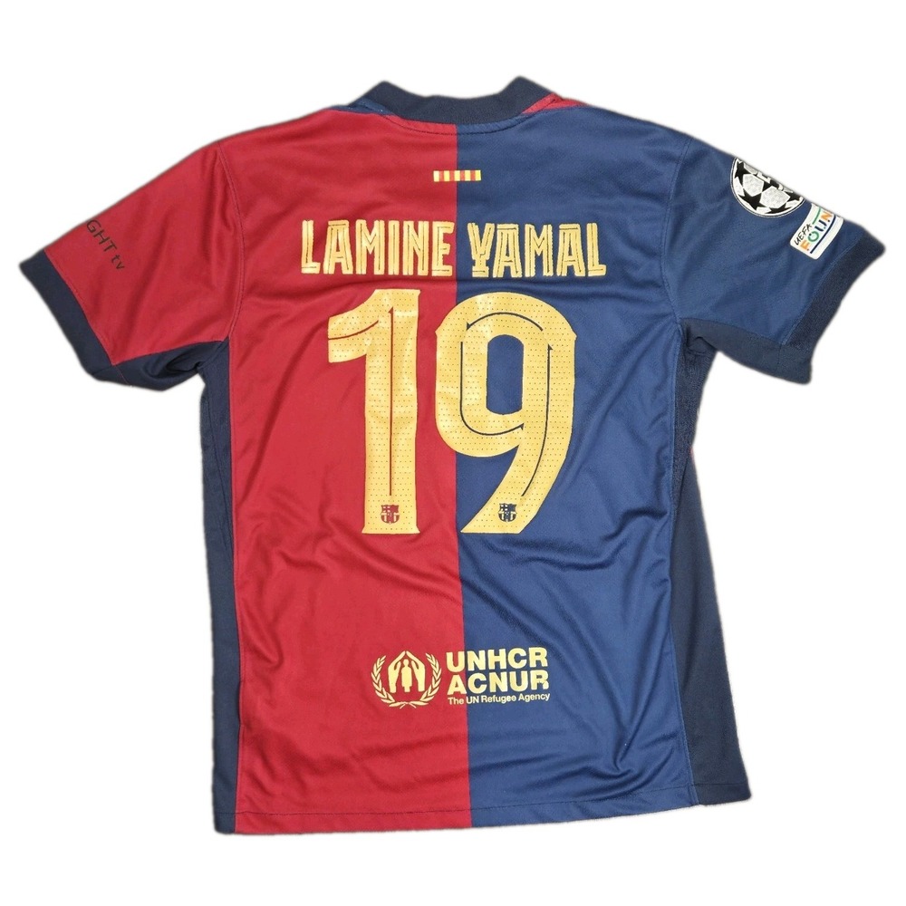 Nike FC Barcelona 2024/25 Home Jersey #19 Lamine Yamal UCL Patch Set Mens Medium